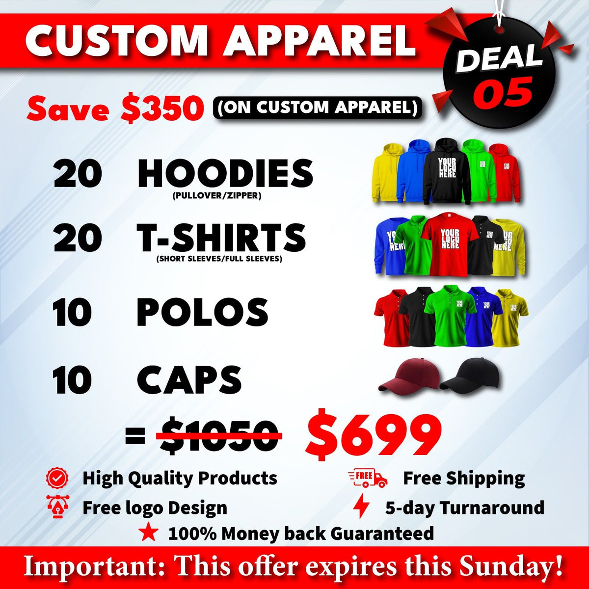 Deal 5 Big Team Pack custom printed by INK SN